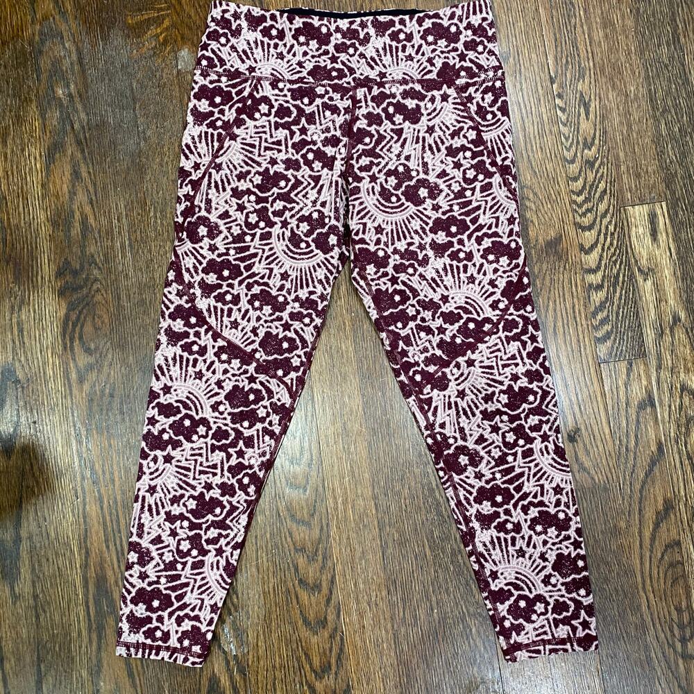 Sweaty Betty The Power Leggings Size Medium 7/8 Length Abstract Burgundy Print - Picture 9 of 9